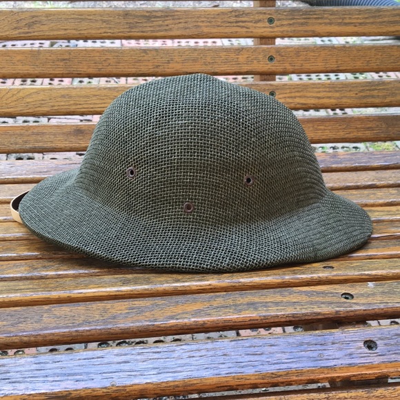 Olive drab safari pith hat mesh adjustable leather strap sun cap wide brim - Picture 12 of 12